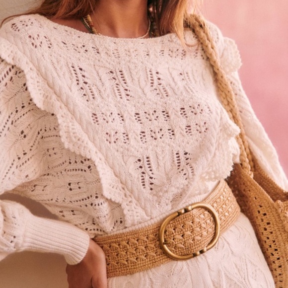 Sezane Fétiche Belt Raphia Naturel - Size 80 Small - Picture 2 of 6